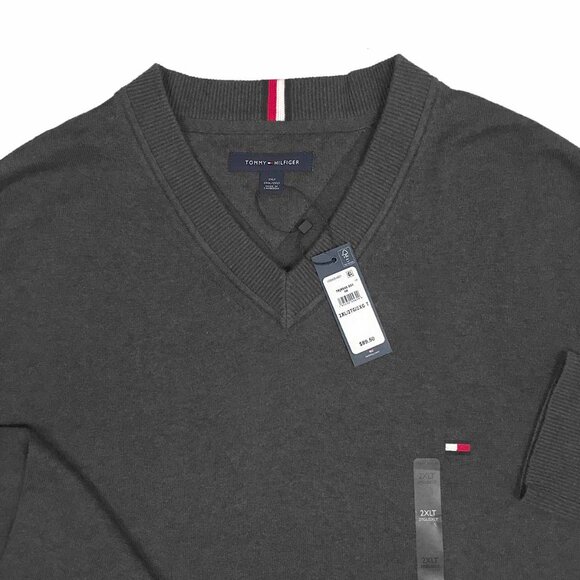 NEW Tommy Hilfiger Syracuse Sweater! Gray V Neck Rare Big & Tall Sizes Cotton - Picture 3 of 4
